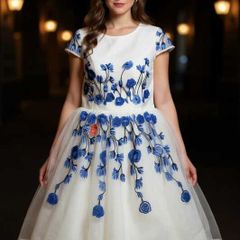 White and Blue Dress Size 16