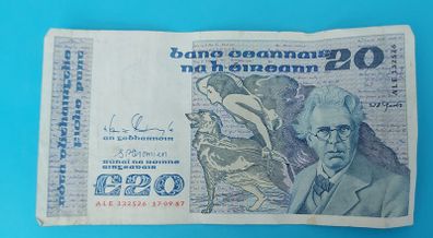 Irish 1987  Twenty Pound "YEATS"  banknote in Very Fine  condition