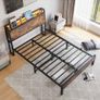 Double Size Bed Frame with Charging Station and LED Lights Image 4