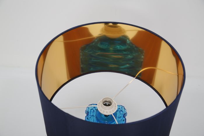 Vintage Swedish Blue Glass Table Lamp, 1960s.