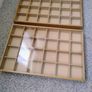 Storage display wooden shadow boxes x 2 with toughened glass sliding top adjustable compartments each has  24 sections and each one is 56cm x 38cm x 5.5cm solid wood great for display storage retail crafting jewellery hobbies Collection in Kinsale area Image 2