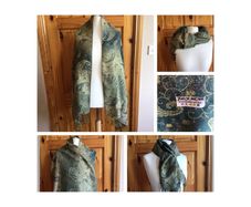Large Green Pashmina Cashmere and Silk Shawl Scarf 70"x27"including postage