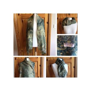 Large Green Pashmina Cashmere and Silk Shawl Scarf 70"x27"including postage