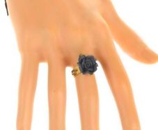 Goth Style Ring a Black Rose - adjustable size