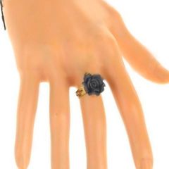Goth Style Ring a Black Rose - adjustable size