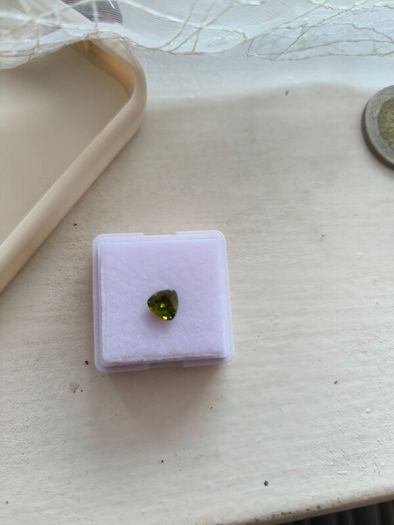 Loose lab created gem stone deep green Tourmaline triangle cut