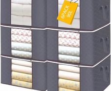 6Pack 90L Large Capacity Clothes Storage Bags Solution Organizer for Clothes, Duvets, Comforters, Blankets