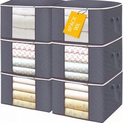 6Pack 90L Large Capacity Clothes Storage Bags Solution Organizer for Clothes, Duvets, Comforters, Blankets