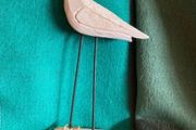 Hand crafted timber bird on metal legs. New