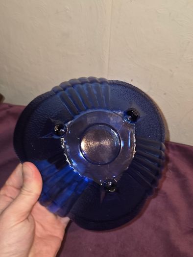 Vintage Cobalt Blue Footed Fruit Bowl