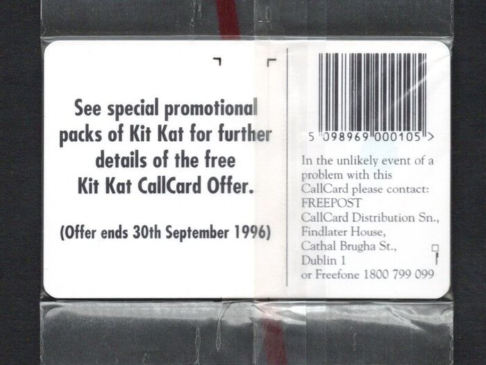 1996 Ireland 10 unit kit Kat (Gemplus GEM1) Call Card Mint in Packaging