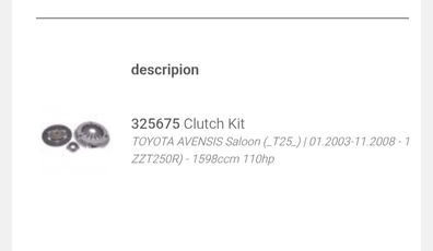 Clutch kit for Toyota avensis