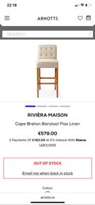 New in box Cape Breton barstool in linen flax by riviera maison