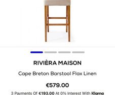 New in box Cape Breton barstool in linen flax by riviera maison