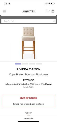 New in box Cape Breton barstool in linen flax by riviera maison