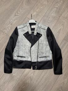 Sandro crincled leather monochrome jacket size 2 10