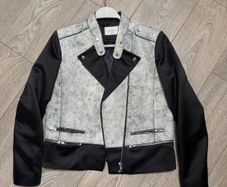 Sandro crincled leather monochrome jacket size 2 10