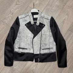 Sandro crincled leather monochrome jacket size 2 10