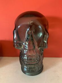 Vintage Skull Green Glass
