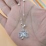 Elegant 925 Sterling Silver Four-Leaf Clover Pendant Blue & White Zirconia Stones Image 10