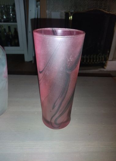 Glass Colorful Drip Vase 24 inches tall and companion piece 8 inches tall