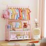 Kids Clothing Rail with 2-Layer Storage Shelf and 2 Adjustable Hanging Rods,Dress Up Rail for Hanging Clothes,Dress up Storage for Baby Toddle Kids(Classic, Pink) Image 7