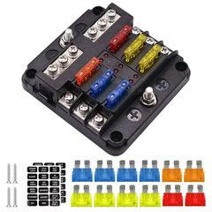 6 Way Blade Fuse 12-24V Car Boat Fuse Box Holder With Plastic Cover For Power Panel Board Camper RV