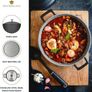 Casserole Dish With Lid, Medium 4L/24 cm, Lightweight Cast Aluminium, Induction Hob And Oven Safe, Black Image 3