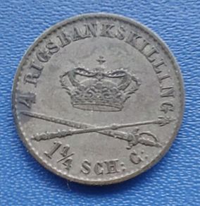 Denmark 1842 Christian 8th 4 Rigsbankschilling Coin