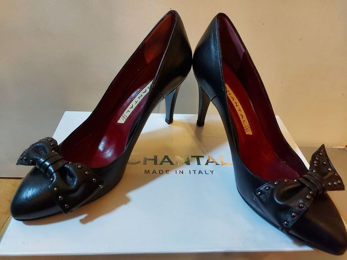 Chantal women's Italian leather high heel leaf bow stud shoes Fondo 832 size 4.5 UK & 6.5 UK