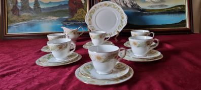 20 Piece Duchess Greensleeves Pattern Bone China Gold Gilt Tea Set For 6 Person Setting Made in England
