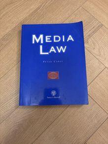 Media Law by Peter Cary Sweet and Maxwell, 1996, soft cover, good condition