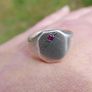 Vintage Sterling Silver Ruby Signet Ring 7,2g Image 2