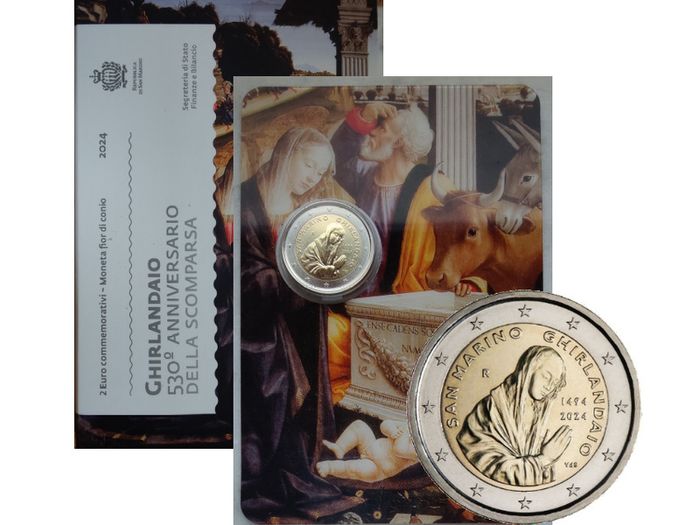 San Marino 2 Euro Base Metals Brilliant Uncirculated Coin 2024 - Ghirlandaio