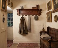 Nice old flemish coatrack with shelf