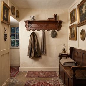 Nice old flemish coatrack with shelf