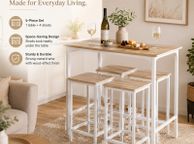main image for ad Bar Table Set with 4 Stools White Natural