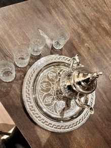 Silver - Teapot and glass set