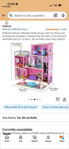 Kidkraft wooden doll house and accessories