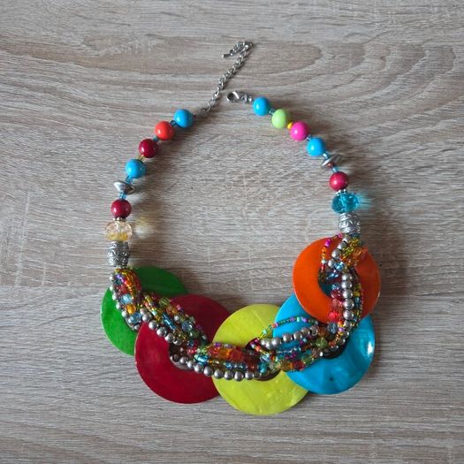 Bella Del Mar Colorful Mother of Pearl Shell Statement Necklace
