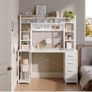Computer Desk with Drawers & Display Shelves, 120 x 50 cm White Office Desk with Storage & Pegboard, Study Work Desk with Storage, Girls PC Desk for Home Office, Bedroom and Creative Spaces Image 4