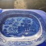 19th Century Willow Pattern Stoneware Platter Image 3