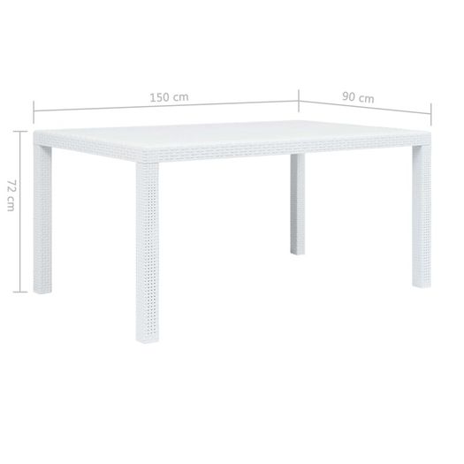 Garden Table White 150x90x72 cm Plastic Rattan Look