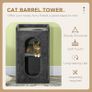 81cm Cat Scratching Barrel, with Two Cat Houses for Indoor Cats, Grey Image 3