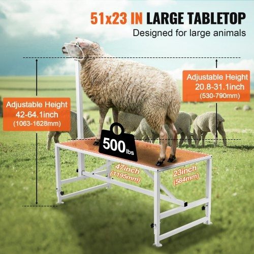 Goat & Sheep Stand, 47x23 inch Livestock Stand, Metal Livestock Milking and Shearing Stand 21" to 33" Adjustable Height