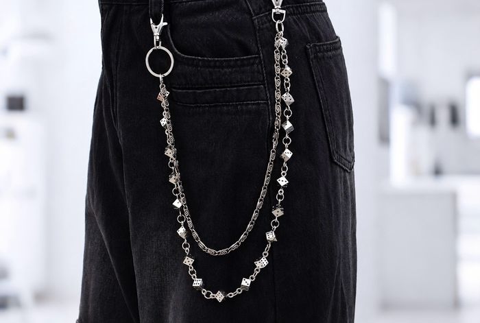 Punk-Style Silver Dice Charm Waist Chain