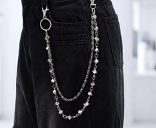Punk-Style Silver Dice Charm Waist Chain