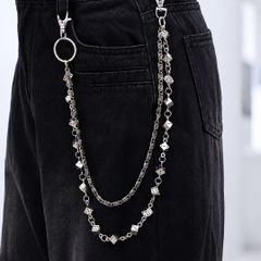 Punk-Style Silver Dice Charm Waist Chain