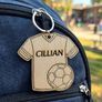 Personalised Football Shirt Keyring - Wooden Name Tag - Bag Tag - Football Gift for Boys or Girls Image 2