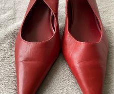 Vintage red sling back shoes.